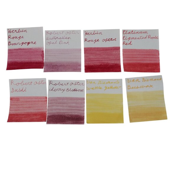 Bundle of 9 Fountain Pen Ink Samples Variety Pack Pink and Yellow Inks - Picture 5 of 7